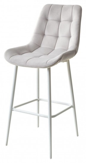 Барный стул ХОФМАН, цвет H-09 Светло-серый, велюр / белый каркас М-City в Нижневартовске - niznevartovsk.ok-mebel.com | фото