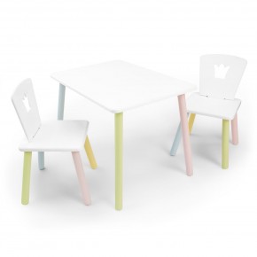 Детский комплект стол и два стула «Корона» Rolti Baby (белый/цветной, массив березы/мдф) в Нижневартовске - niznevartovsk.ok-mebel.com | фото
