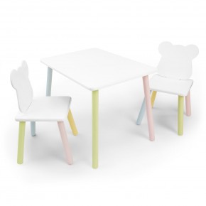 Детский комплект стол и два стула «Мишка» Rolti Baby (белый/цветной, массив березы/мдф) в Нижневартовске - niznevartovsk.ok-mebel.com | фото