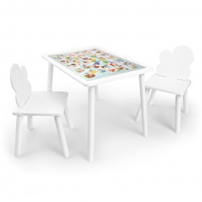 Детский комплект стол и два стула Облачко Rolti Baby с накладкой Алфавит (белая столешница/белое сиденье/белые ножки) в Нижневартовске - niznevartovsk.ok-mebel.com | фото