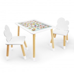 Детский комплект стол и два стула Облачко Rolti Baby с накладкой Алфавит (белая столешница/белое сиденье/береза ножки) в Нижневартовске - niznevartovsk.ok-mebel.com | фото