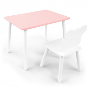 Детский комплект стол и стул «Мишка» Rolti Baby (розовый/белый, массив березы/мдф) в Нижневартовске - niznevartovsk.ok-mebel.com | фото