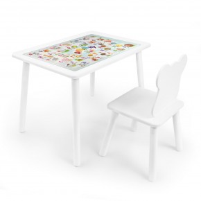 Детский комплект стол и стул Мишка Rolti Baby с накладкой Алфавит (белая столешница/белое сиденье/белые ножки) в Нижневартовске - niznevartovsk.ok-mebel.com | фото 1