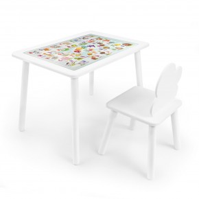 Детский комплект стол и стул Облачко Rolti Baby с накладкой Алфавит (белая столешница/белое сиденье/белые ножки) в Нижневартовске - niznevartovsk.ok-mebel.com | фото