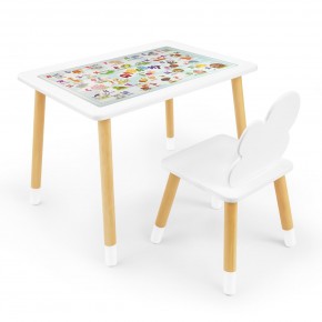 Детский комплект стол и стул Облачко Rolti Baby с накладкой Алфавит (белая столешница/белое сиденье/береза ножки) в Нижневартовске - niznevartovsk.ok-mebel.com | фото