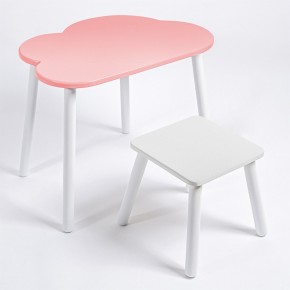Детский комплект стол ОБЛАЧКО  и табурет Rolti Baby (розовая столешница/белое сиденье/белые ножки) в Нижневартовске - niznevartovsk.ok-mebel.com | фото