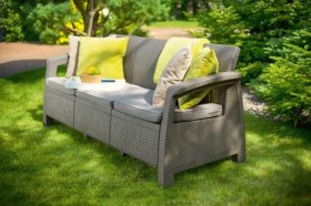 Диван пластиковый Корфу Макс (Corfu love seat max) капучино - песок в Нижневартовске - niznevartovsk.ok-mebel.com | фото 4