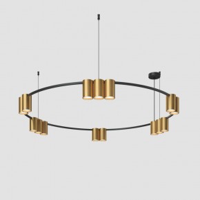 DK4067-BK+SG Подвесной светильник ORBIT, IP20, 15xGU10 LED, до 15 Вт, черный + сатинированное золото, алюминий в Нижневартовске - niznevartovsk.ok-mebel.com | фото