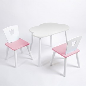 Комплект детский стол ОБЛАЧКО и два стула КОРОНА ROLTI Baby (белая столешница/розовое сиденье/белые ножки) в Нижневартовске - niznevartovsk.ok-mebel.com | фото