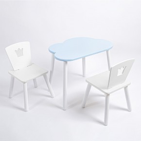 Комплект детский стол ОБЛАЧКО и два стула КОРОНА ROLTI Baby (голубая столешница/белое сиденье/белые ножки) в Нижневартовске - niznevartovsk.ok-mebel.com | фото 1