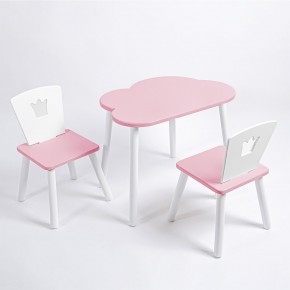 Комплект детский стол ОБЛАЧКО и два стула КОРОНА ROLTI Baby (розовая столешница/розовое сиденье/белые ножки) в Нижневартовске - niznevartovsk.ok-mebel.com | фото