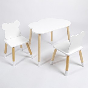 Комплект детский стол ОБЛАЧКО и два стула МИШКА  ROLTI Baby (белая столешница/белое сиденье/береза ножки) в Нижневартовске - niznevartovsk.ok-mebel.com | фото