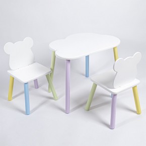 Комплект детский стол ОБЛАЧКО и два стула МИШКА ROLTI Baby (белая столешница/белое сиденье/цветные ножки) в Нижневартовске - niznevartovsk.ok-mebel.com | фото