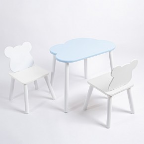 Комплект детский стол ОБЛАЧКО и два стула МИШКА ROLTI Baby (голубая столешница/белое сиденье/белые ножки) в Нижневартовске - niznevartovsk.ok-mebel.com | фото 2