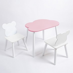 Комплект детский стол ОБЛАЧКО и два стула МИШКА ROLTI Baby (розовый столешница/белое сиденье/белые ножки) в Нижневартовске - niznevartovsk.ok-mebel.com | фото 1
