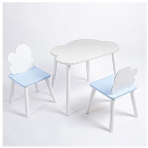 Комплект детский стол ОБЛАЧКО и два стула ОБЛАЧКО ROLTI Baby (белая столешница/голубое сиденье/белые ножки) в Нижневартовске - niznevartovsk.ok-mebel.com | фото 1