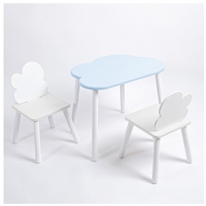 Комплект детский стол ОБЛАЧКО и два стула ОБЛАЧКО ROLTI Baby (голубая столешница/белое сиденье/белые ножки) в Нижневартовске - niznevartovsk.ok-mebel.com | фото 1