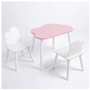 Комплект детский стол ОБЛАЧКО и два стула ОБЛАЧКО ROLTI Baby (розовая столешница/белое сиденье/белые ножки) в Нижневартовске - niznevartovsk.ok-mebel.com | фото