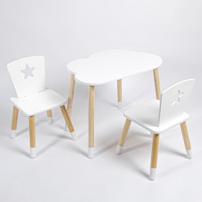 Комплект детский стол ОБЛАЧКО и два стула ЗВЕЗДА ROLTI Baby (белая столешница/белое сиденье/береза ножки) в Нижневартовске - niznevartovsk.ok-mebel.com | фото