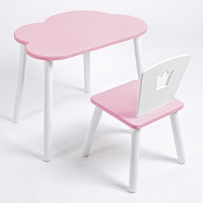 Комплект детский стол ОБЛАЧКО и стул КОРОНА ROLTI Baby (розовая столешница/розовое сиденье/белые ножки) в Нижневартовске - niznevartovsk.ok-mebel.com | фото