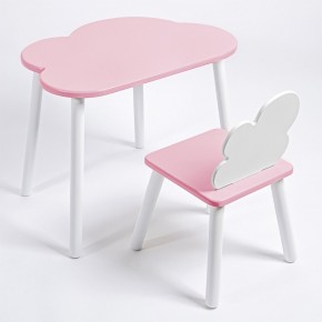 Комплект детский стол ОБЛАЧКО и стул ОБЛАЧКО ROLTI Baby (розовая столешница/розовое сиденье/белые ножки) в Нижневартовске - niznevartovsk.ok-mebel.com | фото