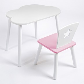 Комплект детский стол ОБЛАЧКО и стул ЗВЕЗДА ROLTI Baby (белая столешница/розовое сиденье/белые ножки) в Нижневартовске - niznevartovsk.ok-mebel.com | фото 1