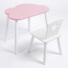 Комплект детский стол ОБЛАЧКО и стул ЗВЕЗДА ROLTI Baby (розовая столешница/белое сиденье/белые ножки) в Нижневартовске - niznevartovsk.ok-mebel.com | фото