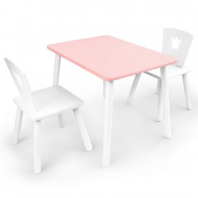 Комплект детской мебели стол и два стула Корона  (Розовый/Белый/Белый) в Нижневартовске - niznevartovsk.ok-mebel.com | фото 1