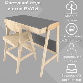 Комплект растущий стол и стул 38 попугаев «Вуди» (Серый, Без покрытия) в Нижневартовске - niznevartovsk.ok-mebel.com | фото