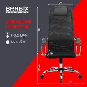 Кресло BRABIX PREMIUM "Ultimate EX-800" хром, плотная двойная сетка Х2, черное, 532911 в Нижневартовске - niznevartovsk.ok-mebel.com | фото 6