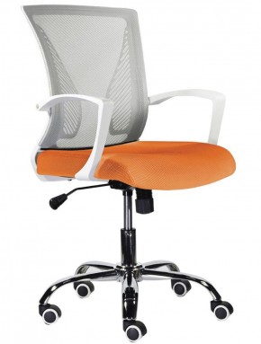 Кресло BRABIX "Wings MG-306", пластик белый, хром, сетка, серое/оранжевое, 532011 в Нижневартовске - niznevartovsk.ok-mebel.com | фото