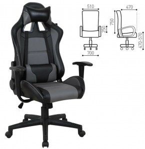 Кресло компьютерное BRABIX "GT Racer GM-100" (черное/серое) 531926 в Нижневартовске - niznevartovsk.ok-mebel.com | фото 2