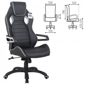 Кресло компьютерное BRABIX Techno Pro GM-003 (экокожа черное/серое, вставки серые) 531814 в Нижневартовске - niznevartovsk.ok-mebel.com | фото 2