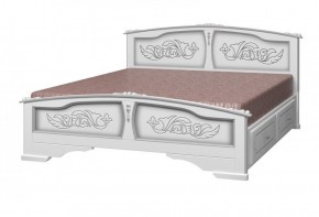 ЕЛЕНА Кровать из массива 1600 (Белый жемчуг) с 2-мя ящиками в Нижневартовске - niznevartovsk.ok-mebel.com | фото