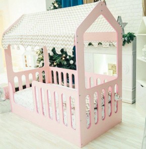 Кровать-домик без ящика 800*1600 (Розовый) в Нижневартовске - niznevartovsk.ok-mebel.com | фото