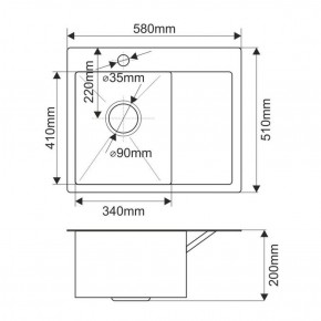 Мойка HD5851L MELANA ProfLine 3,0/200 САТИН врезная прямоугольная с коландером HD5851L в Нижневартовске - niznevartovsk.ok-mebel.com | фото 2