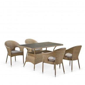 Обеденный комплект плетеной мебели T198B/Y79B-W56 Light Brown (4+1) в Нижневартовске - niznevartovsk.ok-mebel.com | фото