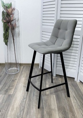 Полубарный стул CHILLI-QB SQUARE светло-серый #26, велюр / черный каркас (H=66cm) М-City в Нижневартовске - niznevartovsk.ok-mebel.com | фото 2