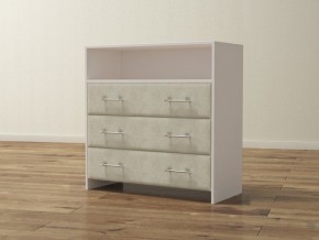 PROxSON Комод Varna (ЛДСП Белая+ткань Белый/Savana Milk (молочный)) 90x40 в Нижневартовске - niznevartovsk.ok-mebel.com | фото