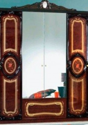 Шкаф 4-х дверный с зеркалами (01.144) Роза (могано) в Нижневартовске - niznevartovsk.ok-mebel.com | фото