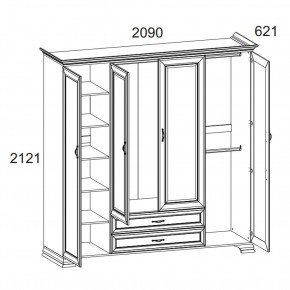 Шкаф 4D2S Z, TIFFANY, цвет вудлайн кремовый в Нижневартовске - niznevartovsk.ok-mebel.com | фото