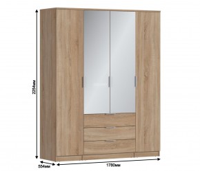 Шкаф 4х дверный с зеркалами Николь СБ-2595/1 (Дуб Сонома) в Нижневартовске - niznevartovsk.ok-mebel.com | фото 3