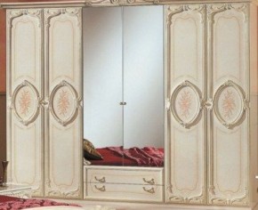 Шкаф 6-и дверный с зеркалами (01.146) Роза (беж) в Нижневартовске - niznevartovsk.ok-mebel.com | фото