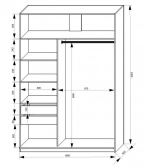 Шкаф-купе 1600 серии SOFT D1+D3+B2+PL1 (2 ящика+1штанга) профиль «Графит» в Нижневартовске - niznevartovsk.ok-mebel.com | фото 3