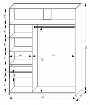 Шкаф-купе 1800 серии SOFT D1+D3+B2+PL1 (2 ящика+1штанга) профиль «Графит» в Нижневартовске - niznevartovsk.ok-mebel.com | фото 3