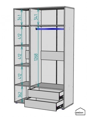 Шкаф Linnea MHR-3-2 2050х1200х510 (ДВ-М 11.1.25) в Нижневартовске - niznevartovsk.ok-mebel.com | фото 3