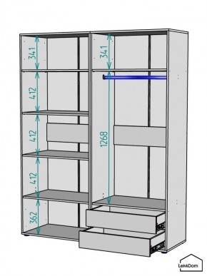 Шкаф Linnea MHR-4PO-2 2050х1600х510 (Белый-М 11.1.2) в Нижневартовске - niznevartovsk.ok-mebel.com | фото 3
