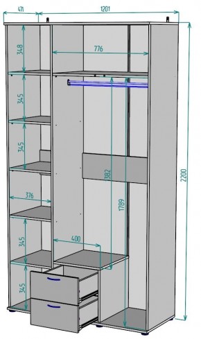 Шкаф Ольга H54 в Нижневартовске - niznevartovsk.ok-mebel.com | фото 2