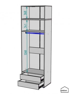 Шкаф с антресолью Linnea MHR-2A-3 2450х800х510 (Графит-М 11.1.25) в Нижневартовске - niznevartovsk.ok-mebel.com | фото 3