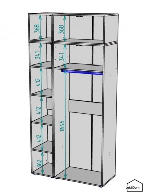 Шкаф с антресолью Linnea MHR-3A-1 2450х1200х510 (Графит-М 11.1.25) в Нижневартовске - niznevartovsk.ok-mebel.com | фото 3